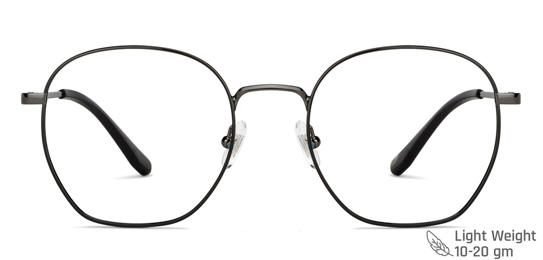 Gunmetal Round Full Rim Unisex Eyeglasses by John Jacobs-147706