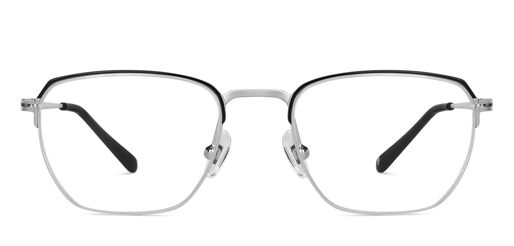 Black Rectangle Half Rim Unisex Eyeglasses by John Jacobs-147707
