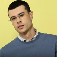 Load image into Gallery viewer, Silver Rectangle Half Rim Unisex Eyeglasses by John Jacobs-130040