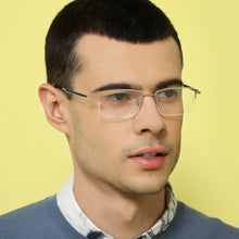 Load image into Gallery viewer, Silver Rectangle Half Rim Unisex Eyeglasses by John Jacobs-130040