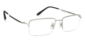 Silver Rectangle Half Rim Unisex Eyeglasses by John Jacobs-130040