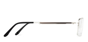 Silver Rectangle Half Rim Unisex Eyeglasses by John Jacobs-130040