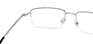 Silver Rectangle Half Rim Unisex Eyeglasses by John Jacobs-130040