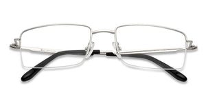 Silver Rectangle Half Rim Unisex Eyeglasses by John Jacobs-130040