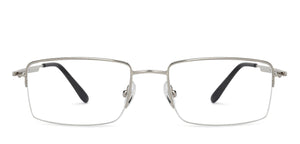 Silver Rectangle Half Rim Unisex Eyeglasses by John Jacobs-130040