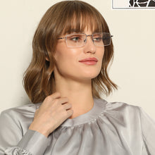 Load image into Gallery viewer, Grey Rectangle Half Rim Medium Unisex Eyeglasses by John Jacobs-137368