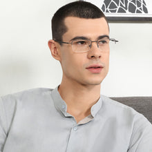 Load image into Gallery viewer, Grey Rectangle Half Rim Medium Unisex Eyeglasses by John Jacobs-137368