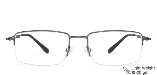 Grey Rectangle Half Rim Medium Unisex Eyeglasses by John Jacobs-137368