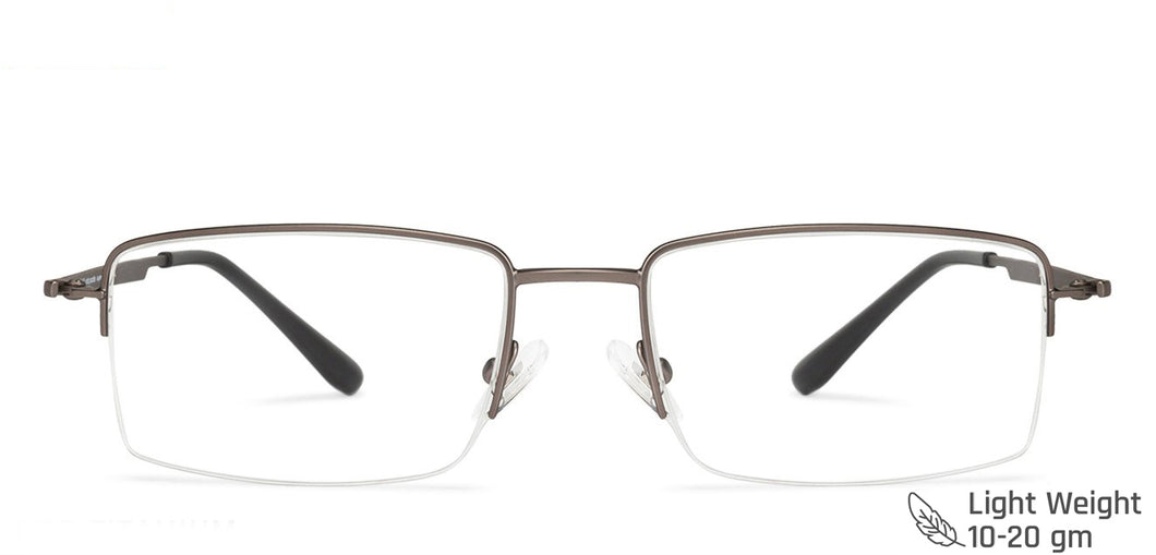 Grey Rectangle Half Rim Medium Unisex Eyeglasses by John Jacobs-137368