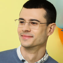 Load image into Gallery viewer, Gold Rectangle Half Rim Unisex Eyeglasses by John Jacobs JJ-203528