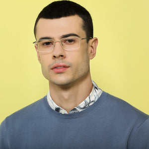 Gold Rectangle Half Rim Unisex Eyeglasses by John Jacobs JJ-203528