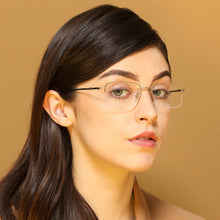 Load image into Gallery viewer, Gold Rectangle Half Rim Unisex Eyeglasses by John Jacobs JJ-203528