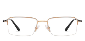 Gold Rectangle Half Rim Unisex Eyeglasses by John Jacobs JJ-203528