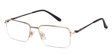 Load image into Gallery viewer, Gold Rectangle Half Rim Unisex Eyeglasses by John Jacobs JJ-203528