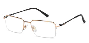 Gold Rectangle Half Rim Unisex Eyeglasses by John Jacobs JJ-203528
