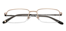 Load image into Gallery viewer, Gold Rectangle Half Rim Unisex Eyeglasses by John Jacobs JJ-203528