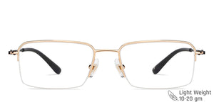 Gold Rectangle Half Rim Unisex Eyeglasses by John Jacobs-147685
