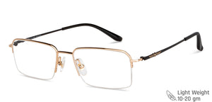 Gold Rectangle Half Rim Unisex Eyeglasses by John Jacobs-147685