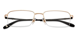 Gold Rectangle Half Rim Unisex Eyeglasses by John Jacobs-147685