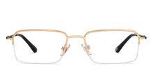 Load image into Gallery viewer, Gold Rectangle Half Rim Unisex Eyeglasses by John Jacobs-201382