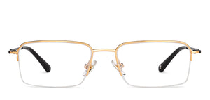 Gold Rectangle Half Rim Unisex Eyeglasses by John Jacobs-201382
