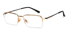 Load image into Gallery viewer, Gold Rectangle Half Rim Unisex Eyeglasses by John Jacobs-201382