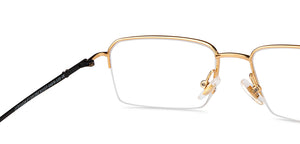 Gold Rectangle Half Rim Unisex Eyeglasses by John Jacobs-201382
