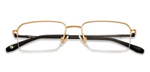 Load image into Gallery viewer, Gold Rectangle Half Rim Unisex Eyeglasses by John Jacobs-201382
