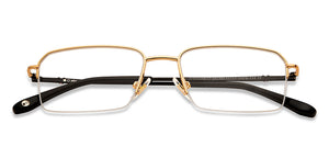 Gold Rectangle Half Rim Unisex Eyeglasses by John Jacobs-201382