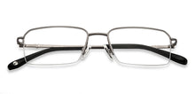 Load image into Gallery viewer, Gunmetal Rectangle Half Rim Unisex Eyeglasses by John Jacobs-201383