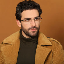 Load image into Gallery viewer, Gold Rectangle Half Rim Unisex Eyeglasses by John Jacobs-130047