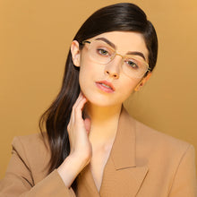 Load image into Gallery viewer, Gold Rectangle Half Rim Unisex Eyeglasses by John Jacobs-130047