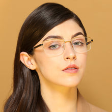 Load image into Gallery viewer, Gold Rectangle Half Rim Unisex Eyeglasses by John Jacobs-130047