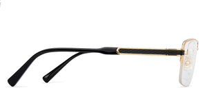Gold Rectangle Half Rim Unisex Eyeglasses by John Jacobs-130047