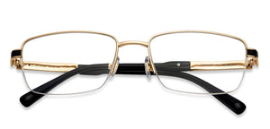 Gold Rectangle Half Rim Unisex Eyeglasses by John Jacobs-130047