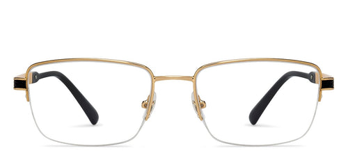 Gold Rectangle Half Rim Unisex Eyeglasses by John Jacobs-130047