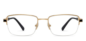 Gold Rectangle Half Rim Unisex Eyeglasses by John Jacobs-130047