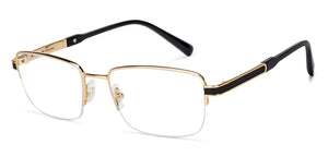 Gold Rectangle Half Rim Unisex Eyeglasses by John Jacobs-130047