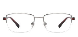 Silver Rectangle Half Rim Unisex Eyeglasses by John Jacobs Computer Glasses-141743