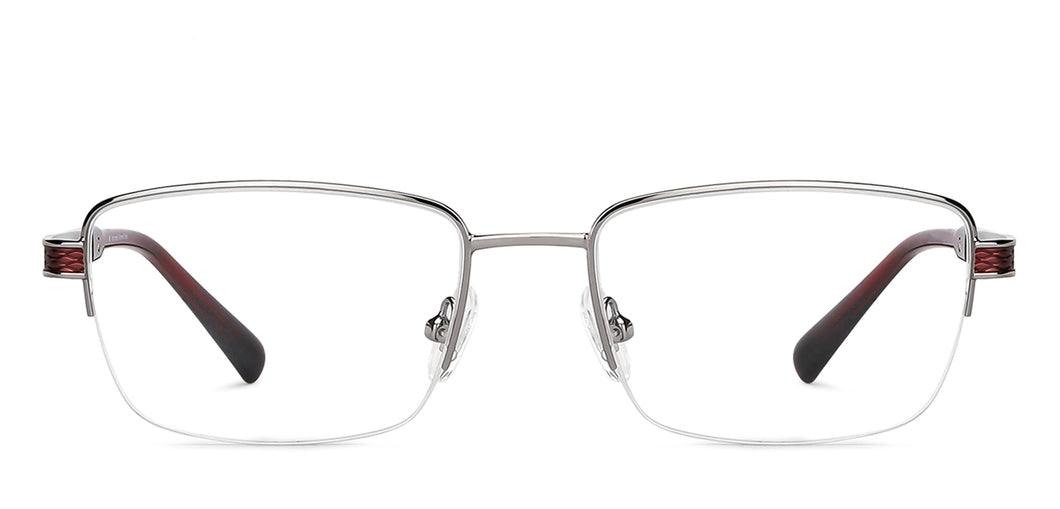 Silver Rectangle Half Rim Unisex Eyeglasses by John Jacobs Computer Glasses-141743