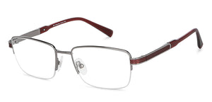 Silver Rectangle Half Rim Unisex Eyeglasses by John Jacobs Computer Glasses-141743