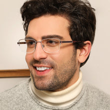 Load image into Gallery viewer, Silver Rectangle Half Rim Unisex Eyeglasses by John Jacobs Computer Glasses-141743