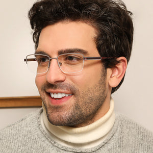 Silver Rectangle Half Rim Unisex Eyeglasses by John Jacobs Computer Glasses-141743