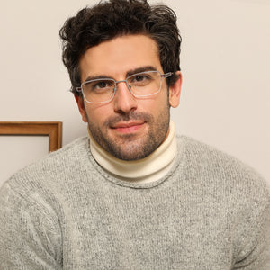 Silver Rectangle Half Rim Unisex Eyeglasses by John Jacobs Computer Glasses-141743