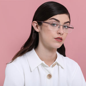 Silver Rectangle Half Rim Unisex Eyeglasses by John Jacobs Computer Glasses-141743
