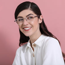 Load image into Gallery viewer, Silver Rectangle Half Rim Unisex Eyeglasses by John Jacobs Computer Glasses-141743