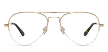Load image into Gallery viewer, Gold Aviator Half Rim Wide Unisex Eyeglasses by John Jacobs-130056