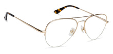 Load image into Gallery viewer, Gold Aviator Half Rim Wide Unisex Eyeglasses by John Jacobs-130056