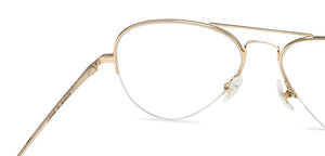 Gold Aviator Half Rim Wide Unisex Eyeglasses by John Jacobs-130056
