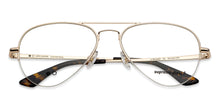 Load image into Gallery viewer, Gold Aviator Half Rim Wide Unisex Eyeglasses by John Jacobs-130056